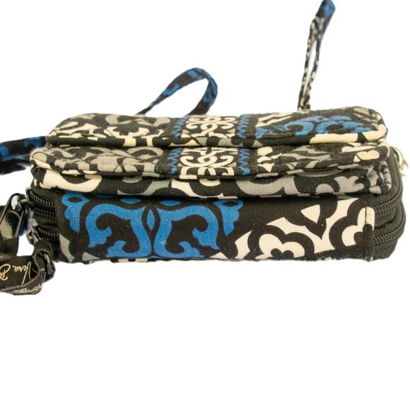 VERA BRADLEY Canterberry Cobalt Zip Around Wallet Clutch Wristlet Crossbody - Picture 3 of 7